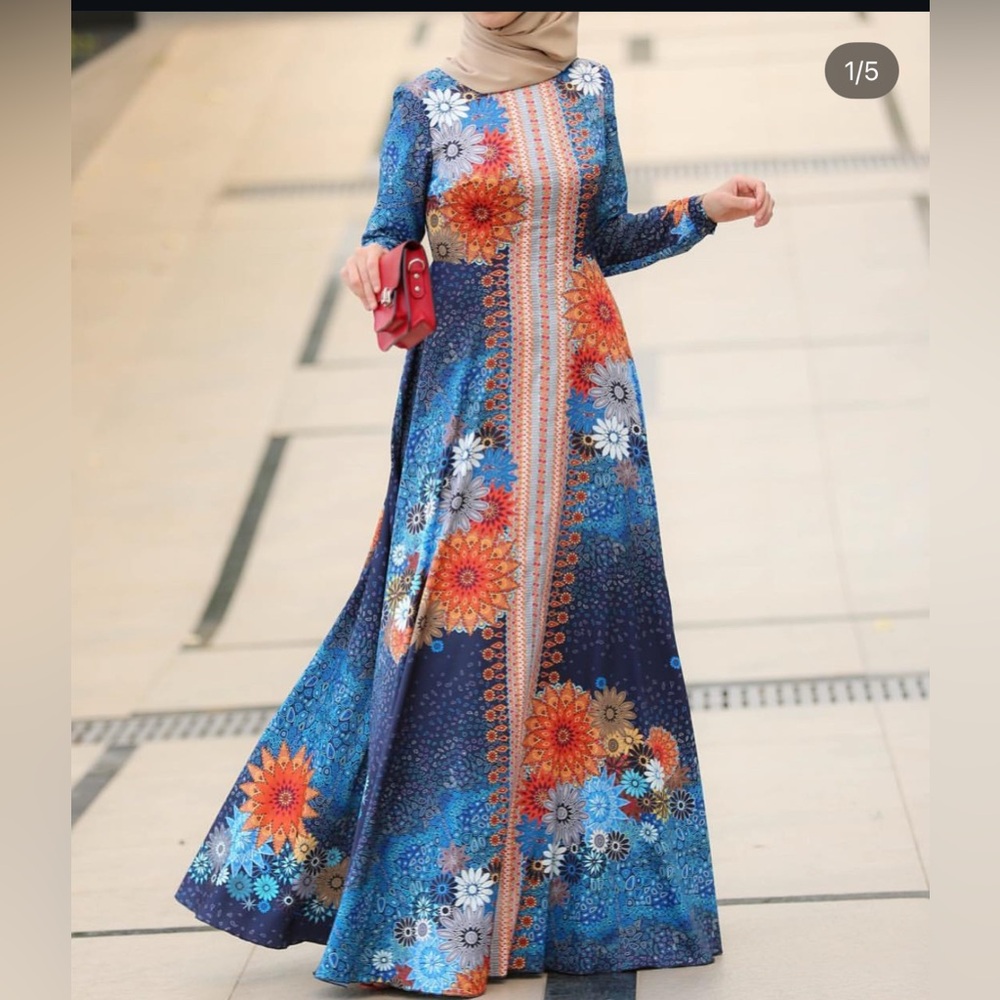 Annah Hariri floral abaya kaftan maxi dress size US14 dress abaya Moroccan style